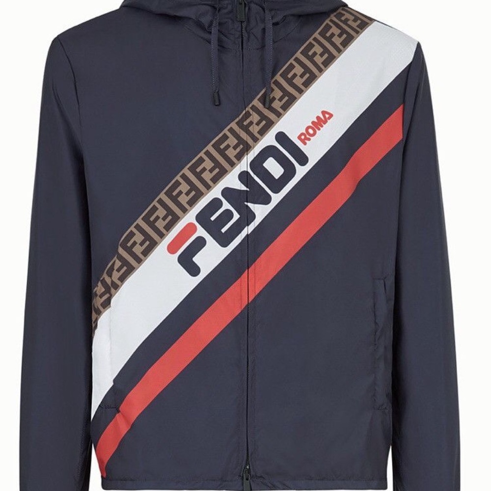 Fendi x FILA Blue & Red Windbreaker Diagonal Stripe